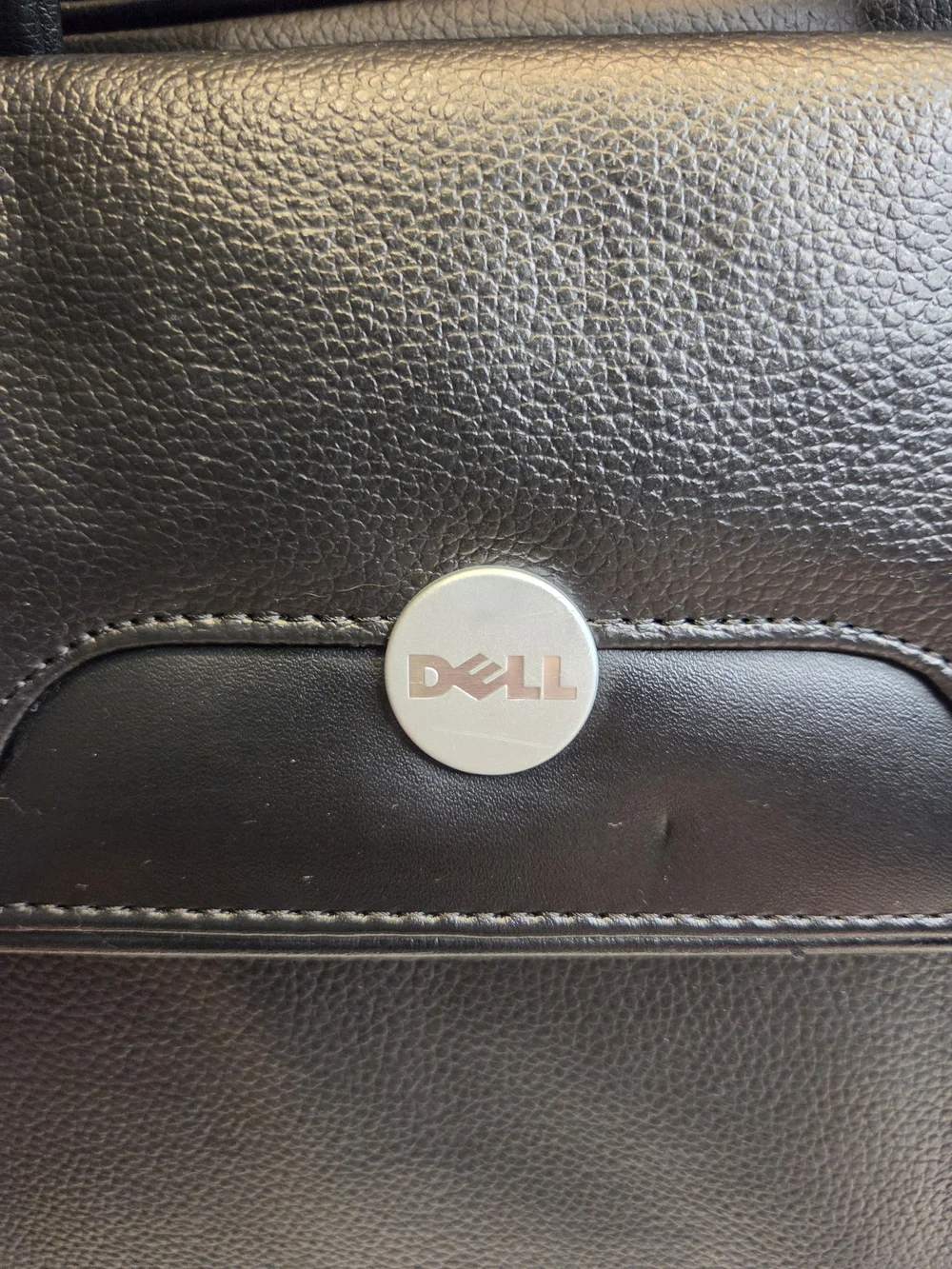 Dell Black Leather Briefcase - Men's Laptop Bag